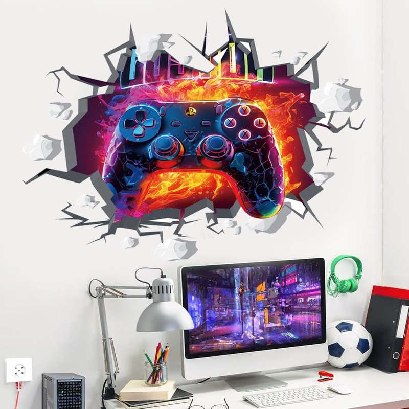 Wajade Game Wall Sticker Gamer Controller 3D Wall Decals Boy