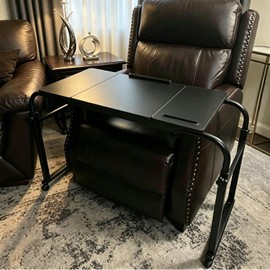 KOMOREBI - Mesita de noche sobre la cama con ruedas, altura ajustable, mesa de cama de hospital con inclinación médica, mesa de cama de h...