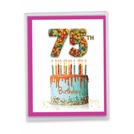 NobleWorks - 75th Birthday Greeting Card Jumbo (8.5 x 11 Inch) - Milestone 75 Years Old, Fun Card for Birthdays - Big Day 75 J7060TMBG