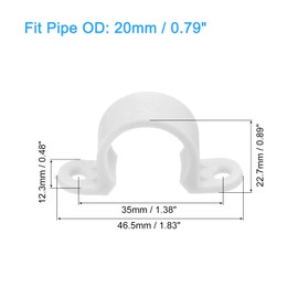 sourcing map 100Pcs PVC Pipe Straps, 20mm(4/5") Plastic Conduit Strap 2 Holes PVC Pipe Mounting Bracket for PVC Pipe Conduit and Cables, White