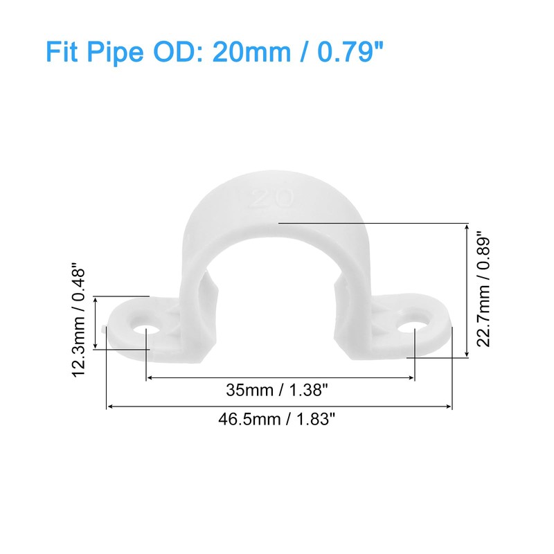sourcing map 100Pcs PVC Pipe Straps, 20mm(4/5") Plastic Conduit Strap
