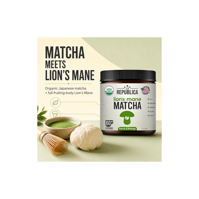 LRLA SUPERFOODS Polvo De Matcha De Hongo Melena De León
