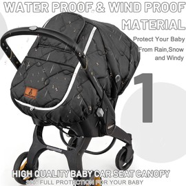 Winter Carseat Cover for Baby,Waterproof Baby Car Seat Cover Compatible with Doona Car Seat and Stroller，Winter Infant Carseat Canopy, Keeps Babies Warm and Cozy (Black)