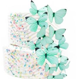 Sugar Robot Edible Butterflies for Cake Decorating- Butterfly Cake Decorations- Assorted Size - Cake Toppers and Cupcake Toppers Made in the USA - Premium Crafted -15 pcs (Teal)
