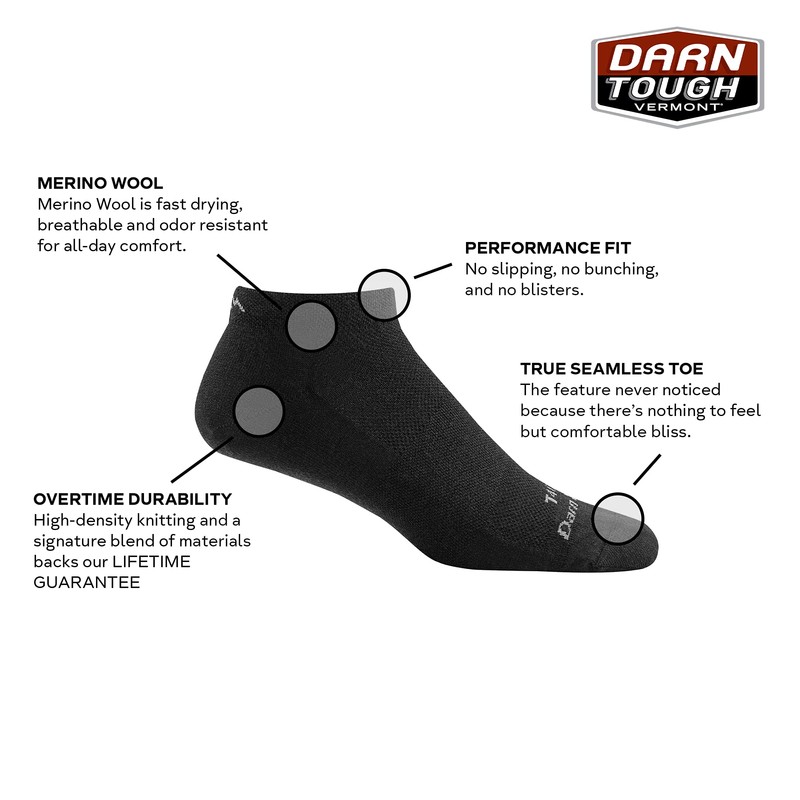Darn Tough Vermont 1944016 Men's T4016 Tactical No-Show Midweight Cushion,