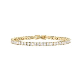 PAVOI 18K Gold Vermeil Cubic Zirconia Classic Tennis Bracelet | Yellow Gold Vermeil Bracelets for Women | 7 Inches
