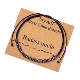 JoycuFF Gifts for Uncle Inspirational Morse Code Wood Bracelets for Men Women Motivational Jewelry Funny Unique Birthday Christmas Mothers Day Thanksgiving Christmas Valentines Day Gift from Nephew