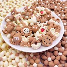 CHCUTEILD Assorted Resin Charms bulk Charms Cute Set Candy Sweets Charms for Craft Making, Ornament Scrapbooking DIY Crafts (60pcs chocolate)