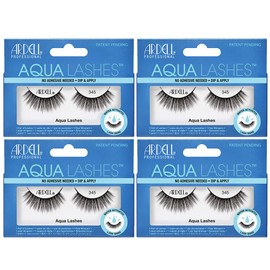 Ardell Aqua False Strip Lashes 345, Water Activated Fake Lashes, Eye Makeup Enhancement, No Lash Glue Required, 4 Pack