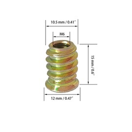 Pack of 50 Screw Nuts M6 M8 with Hexagon Socket, Threaded Insert for Wooden Furniture (M6 x 15)