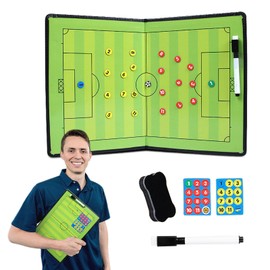 Football Coaching Board Set, Magnetic Leather Coaching Board Portable Football Coaching Marker Board with Magnets, Whiteboard Marker, Eraser, Football Coaching Strategy Board Training Equipment