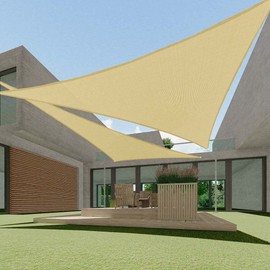 ECOOPTS 7'x17'x18' HDPE Sun Shade Sail Right Triangle Canopy Shades for Outdoor Patio Pergola Cover Blockage 95% UV Resistant(Sand)