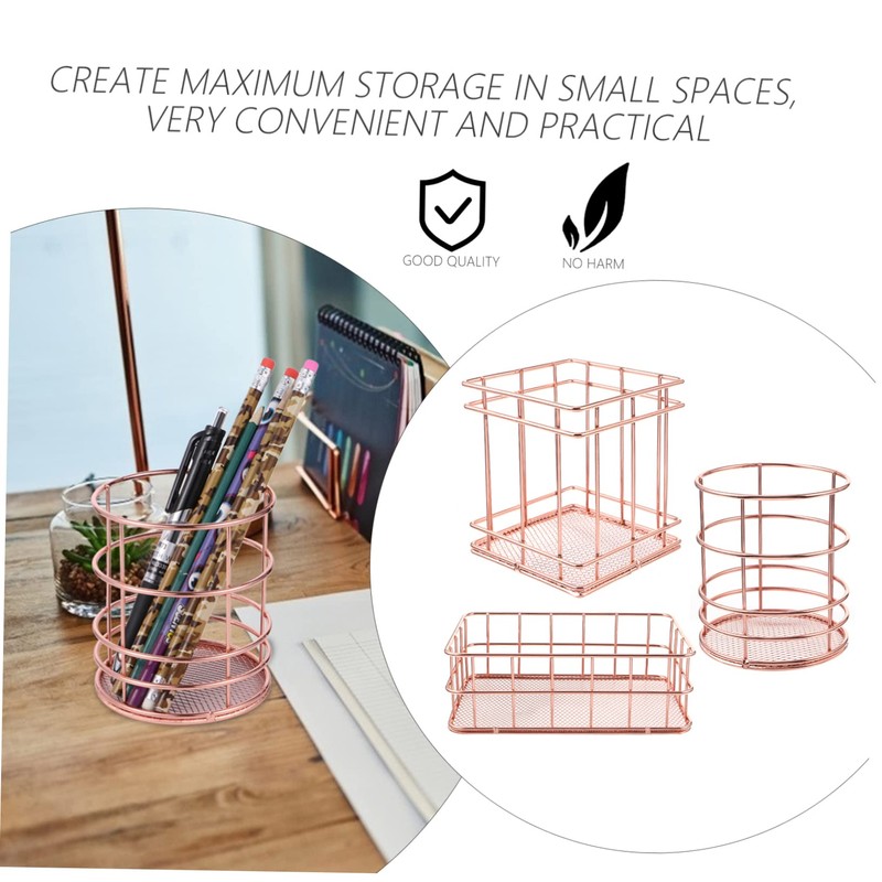LABRIMP 3pcs Mesh Storage Baskets Set Pen Holder for Organizing