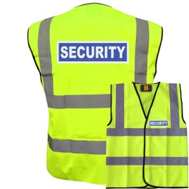 Security Badge Yellow Hi Vis Vest Reflective, Work Wear Coat Security Officer, High Visibility, By Brook Hi Vis, XXXXXLarge