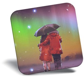 Destination Vinyl ltd Fridge Magnet - Northern Lights Couple Night Love 14051