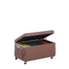 HomeRoots Brown Weave Faux Leather Rolling Storage Ottoman with Multi