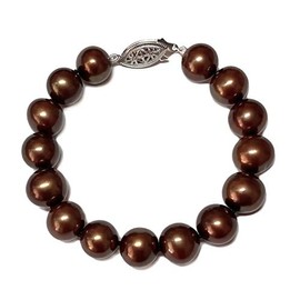 9.5-10.5mm Classic Cocoa Freshwater Cultured Pearl Bracelet for Women AA+ Quality with Sterling Silver Clasp, 8" - PremiumPearl