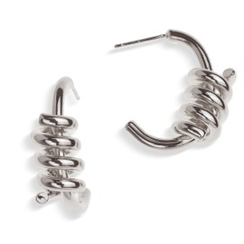 JeanBeau Silver Chunky Twisted Hoop Earrings for Women, Trendy Vintage Statement Thick Lightweight Stud Hypoallergenic Earing Valentine Prom Jewelry Gift.