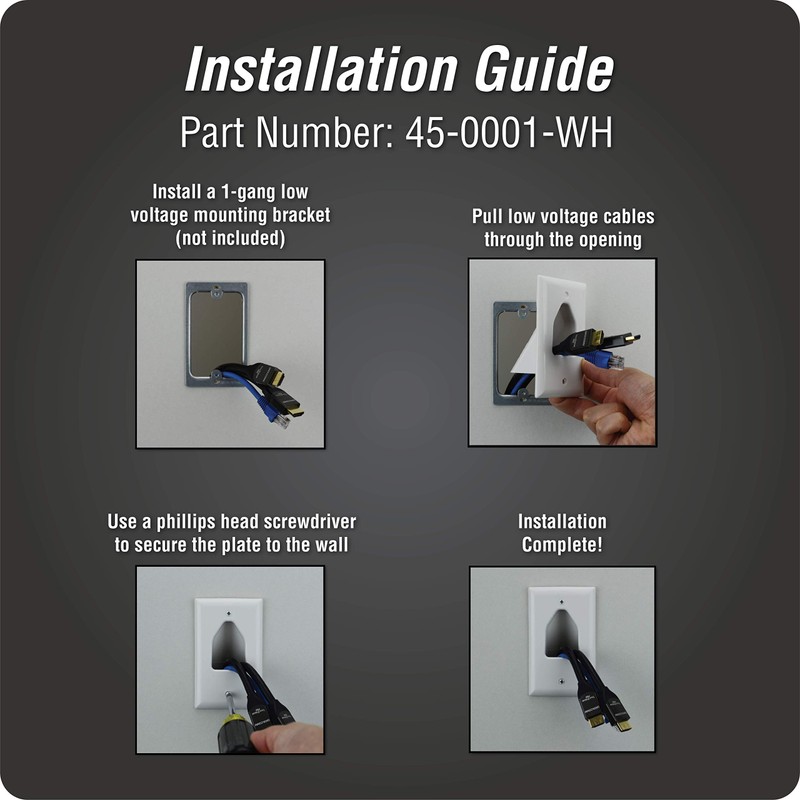 DataComm Electronics 45-0001-LA 1-Gang Recessed Low Voltage Cable Wire Pass