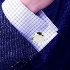 Dannyshi Mens Classic Stainless Steel Initial Cufflinks 26 Alphabet Initial Letter Cufflinks Business Wedding Shirts A-Z (R)