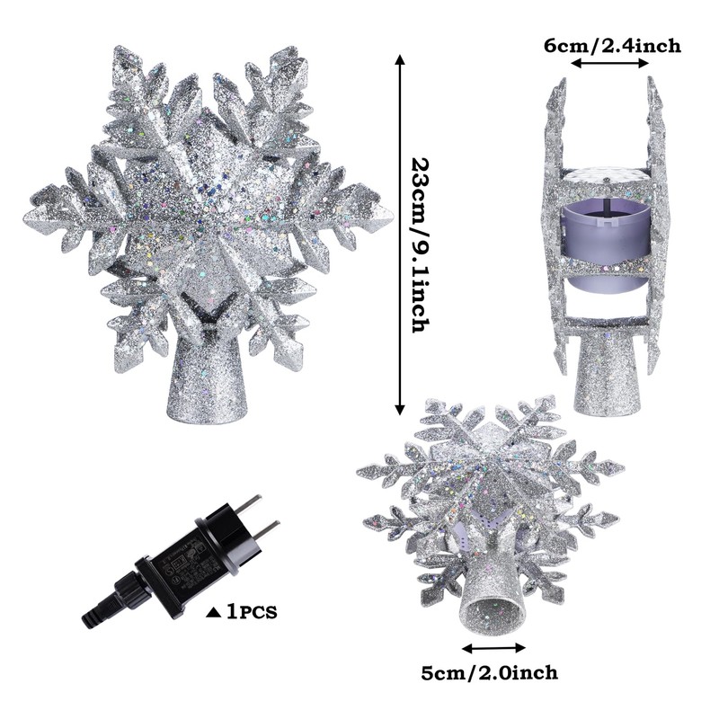 Homewit Christmas Tree Topper Projector Light Star Tree Topper for