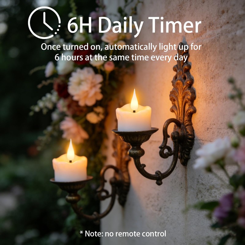 12 Pack Flameless Tea Light Candles with 6 hours Timer,