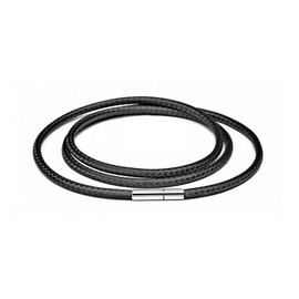 Soyzvteo Leather Cord Rope Chain Necklace Black Braided Wax Rope Chain Necklace Rope Necklace with Lobster Clasp Woven Cord Necklace for Women Men (2mm, 20 Inches)-Black