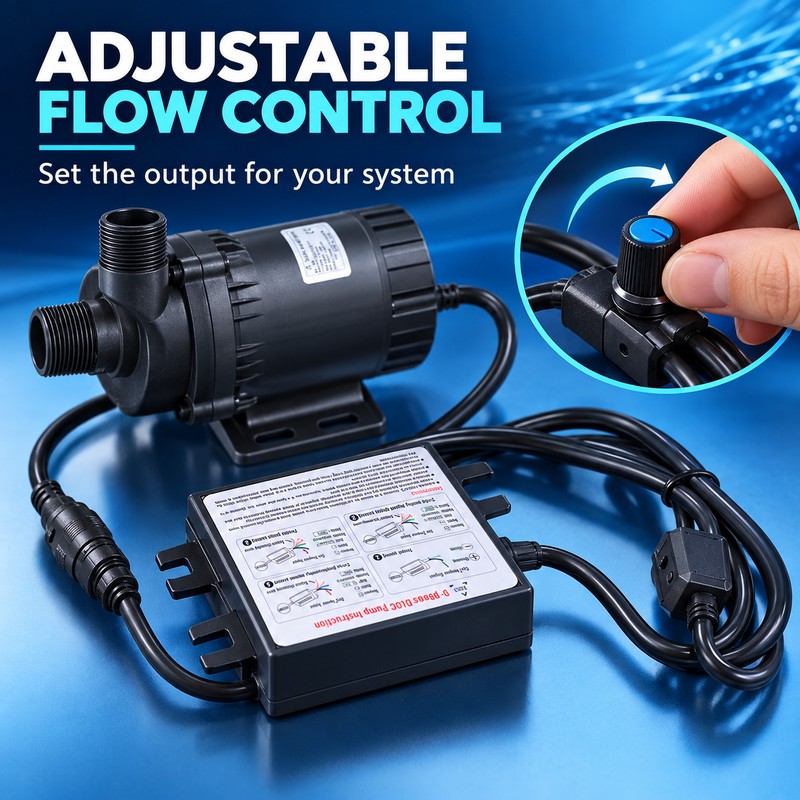 DC60G-24120A-1 24V Brushless Water Pump, 120W Adjustable 3800 LPH Flow,
