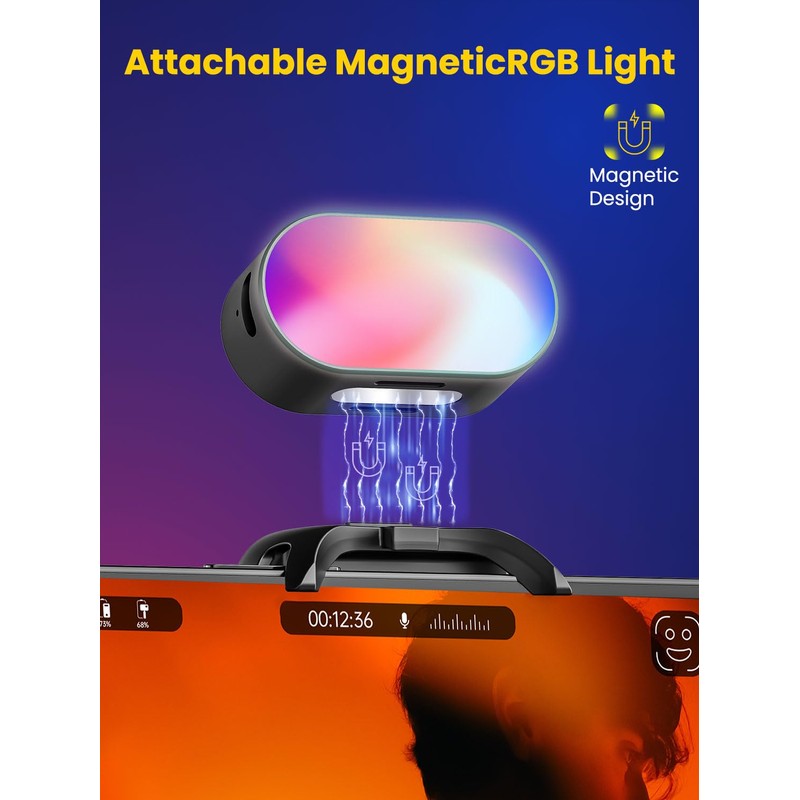 AOCHUAN Magnetic RGB LED Light, 7 Colour Temperature, 3 Brightness