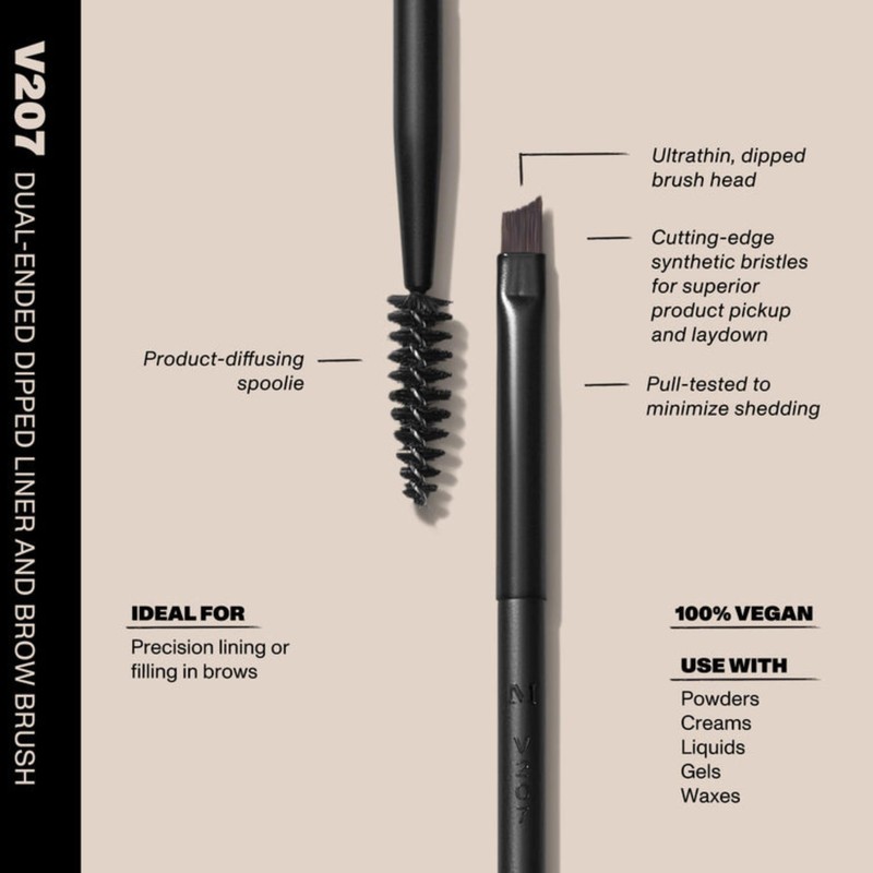 Morphe V207 Dual-Ended Dipped Brow & Thin Eyeliner Brush -