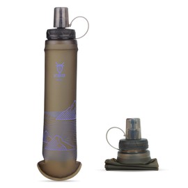 UTOBEST Weiche Wasserflasche, 500 ml, TPU, zusammenklappbar, auslaufsicher, faltbar, 42 mm Öffnung, BPA-frei, leicht zu reinigen, Hand-Trinkflasche zum Wandern, Radfahren, Klettern, Marathon