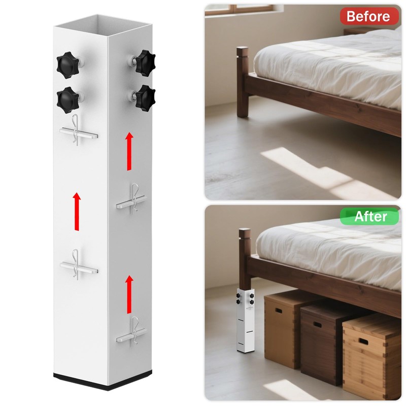 Fixirons 4 Pcs Carbon Steel Dorm Bed Risers 3.15" Diameter