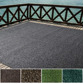 iCustomRug Indoor/Outdoor Turf Rugs and Runners Artificial Grass Many Custom Sizes and Widths Finished Edges with Binding Tape Black and Grey 4' x 6'