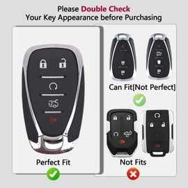 3D-Designed Suede Leather Key Fob Cover for 2016-2021 Chevy Remote Keys,for Malibu,Equinox,Cruze,Trax,Camaro,Blazer,Traverse,Spark,Comes with A Matching Color Ring Buckle
