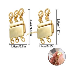 Magnetic Jewelry Clasps, 2 Pcs Gold Layered Necklace Clasps for Layering Jewelry Crafts, DIY Jewelry Making (2 Strands and 3 Strands)