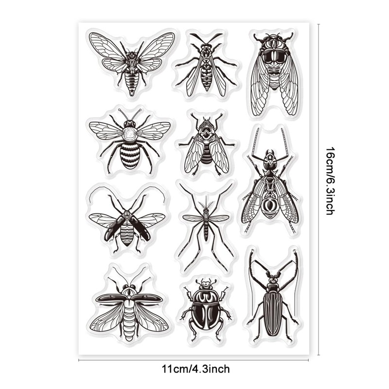 GLOBLELAND Mayfly Insect Clear Stamps Mayfly Insect Decorative Silicone Stamp