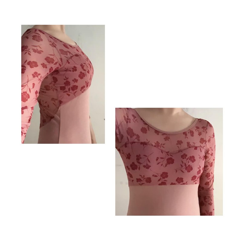 Pro Dance PLL012BA Women's Floral Print Long Sleeve Ballet Leotard,