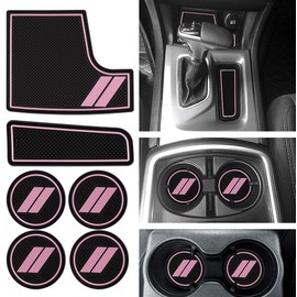 Bonbo Anti dust Mats for Dodge Charger Accessories 2015 2016 2017 2019 2020 2021 custom cup holder pad 6 pieces/set（Pink