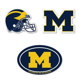 SDS Design Associates, Inc. Michigan Wolverines Large Auto Magnets, 3 Pack Durable Magnets. Size: Two 6"" and One 3"" Magnet. (Michigan), Blue