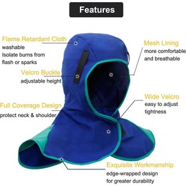 Welding Hood, Heat and Abrasion Resistant Protective Head Cover, Welding Caps with Neck Shoulder Drape, Welding Helmet accessories, Head Protection for Men & Women - Color: grey