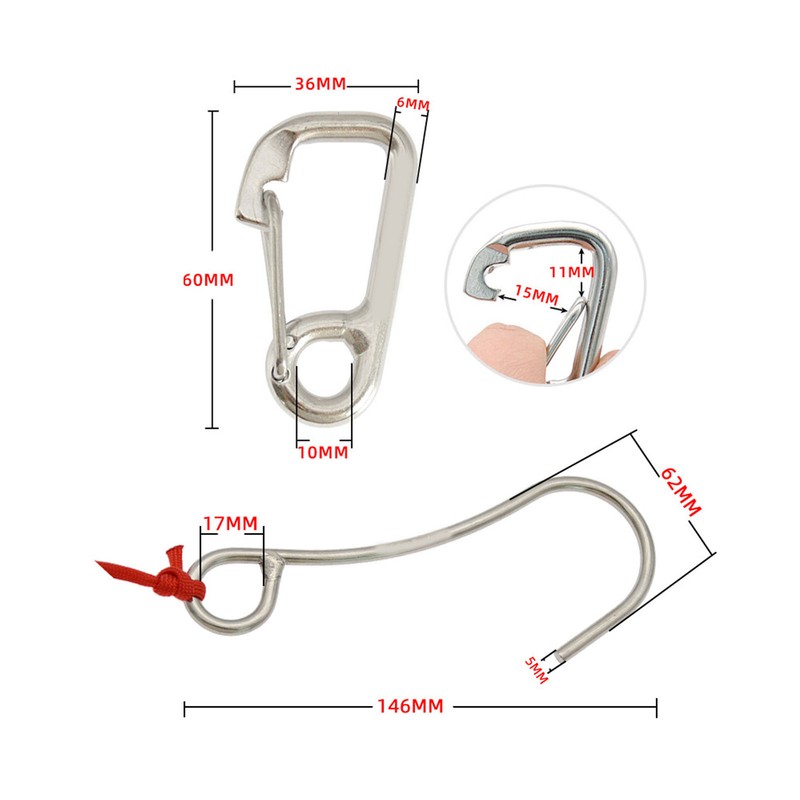 Diving Stainless Steel Single Hook Diving Reef Hook with Lanyard