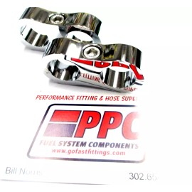 Performance Plumbing Components Show Chrome Mirror Finish Billet Alum dual hose seperators  3/8" i.d. 2 per pk
