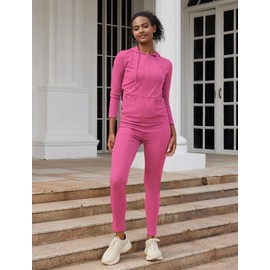 VICKISUI Conjunto de Ropa Activa para Mujeres, Ropa de Entrenamiento, Ropa de Gimnasio, chándal, Yoga, Jogging, chándal, 2 Piezas, Burgundy, L