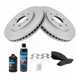 TRQ Front Brake Pad & Rotor Kit Brake Chemical Kit Brake Pads Brake Rotor Semi-Metallic Premium G-Coated Compatible with 2005-2017 Nissan Frontier 2009-2012 Suzuki Equator