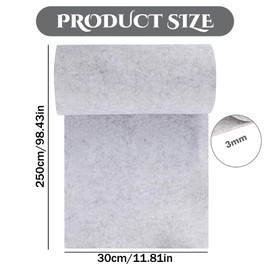 Yootiko Felt Roll Felt Fabric, 30 cm x 300 cm x 3 mm Polyester Felt Underlay, Craft Felt for DIY Storage Bag, Patchwork, Sewing, Crafts, Felt Mat for Cutting Decoration (Light Grey)