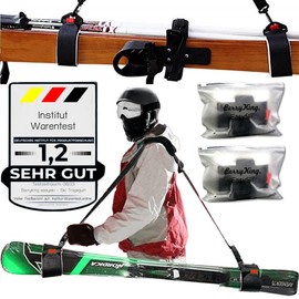 BerryKing EasySki Ski Harness Ski Rucksack and Winter Sports Equipment Adjustable Carrying Strap with Velcro Fastener for Adults & Children, black, 12 cm