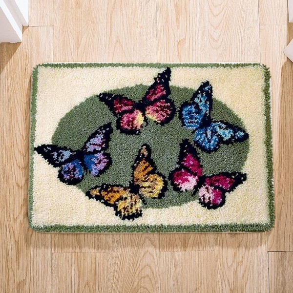 ROCKY&CHAO Myriad Choices Latch Hook Butterfly Carpet Kit Carpet Embroidery