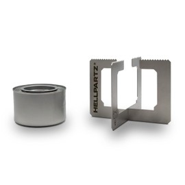 HELLCAMP - Pot Cross, Pot Holder, Cross Stand, easyPro Outdoor Camping Stove Set - Made of High-Quality Stainless Steel Including Fuel Paste and Carry Bag from Hellpartz - Made in Germany