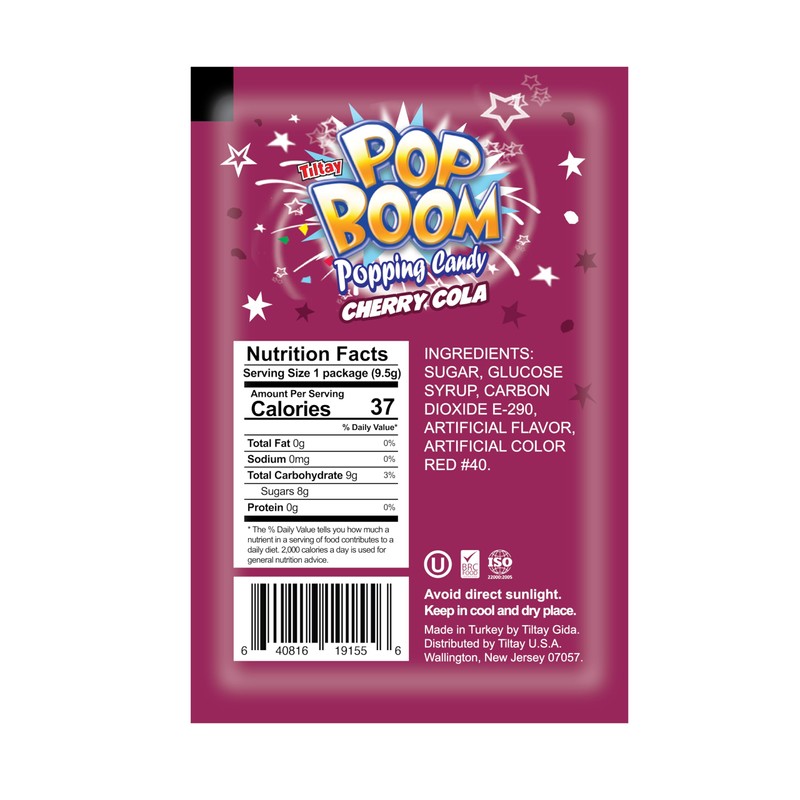 Pop Boom Popping Candy, Cherry Cola Flavor [24-Pack Display Box]