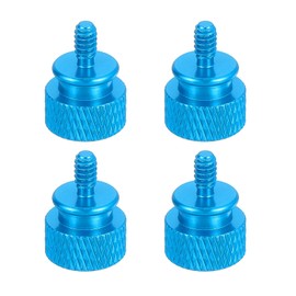 sourcing map 4Pcs #6-32 UNC Aluminum Thumb Screws, 12x16mm(ODxH) Computer Case Thumb Screws for PC Side Panel Motherboard Mounting Screw, Light Blue